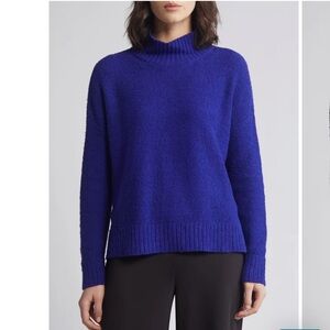 Eileen Fisher Boxy Mock Neck Organic Cotton Sweater Size XXS